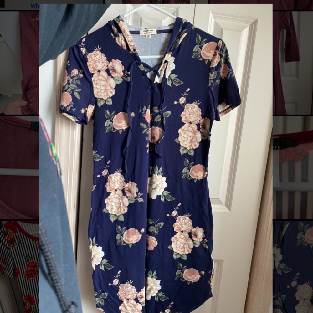 Navy Floral Bodycon Dress